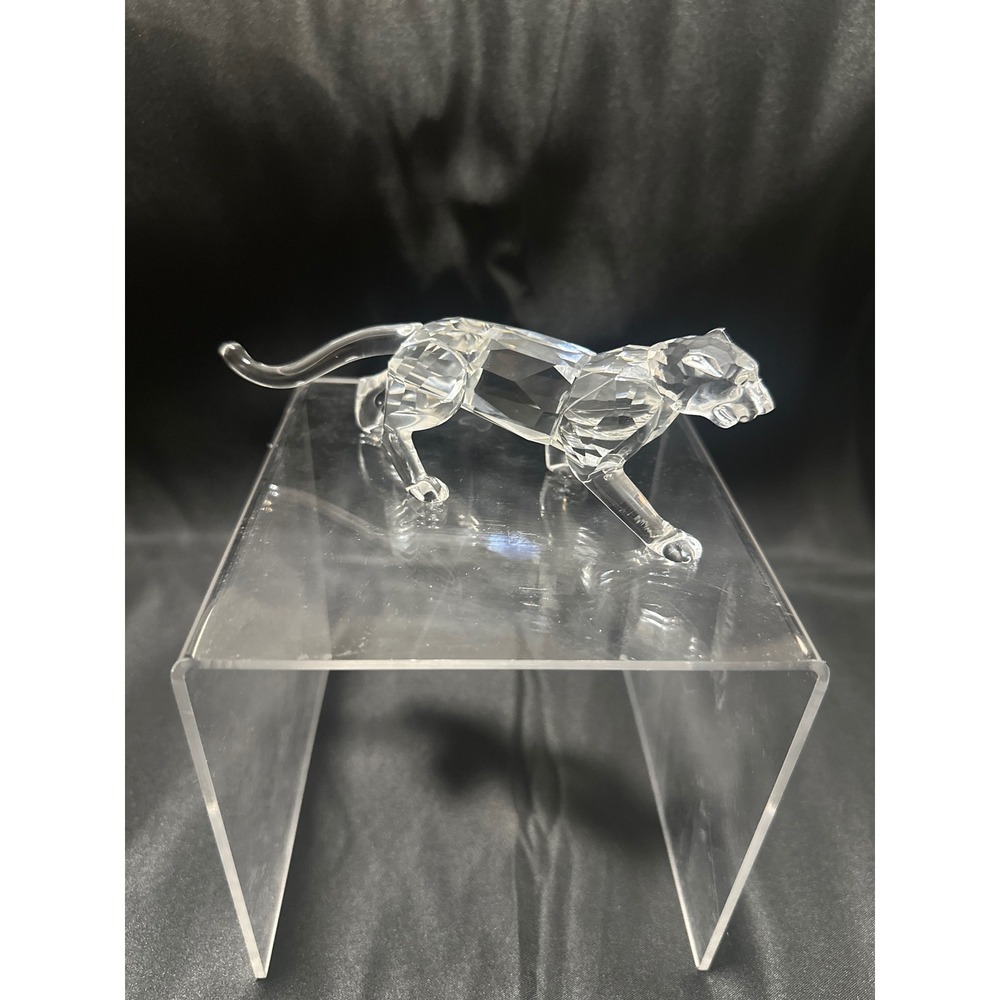Swarovski Panther Figurine Crystal Clear 5 Inch Excellent Faceted Animal Decor - Picture 1 of 7